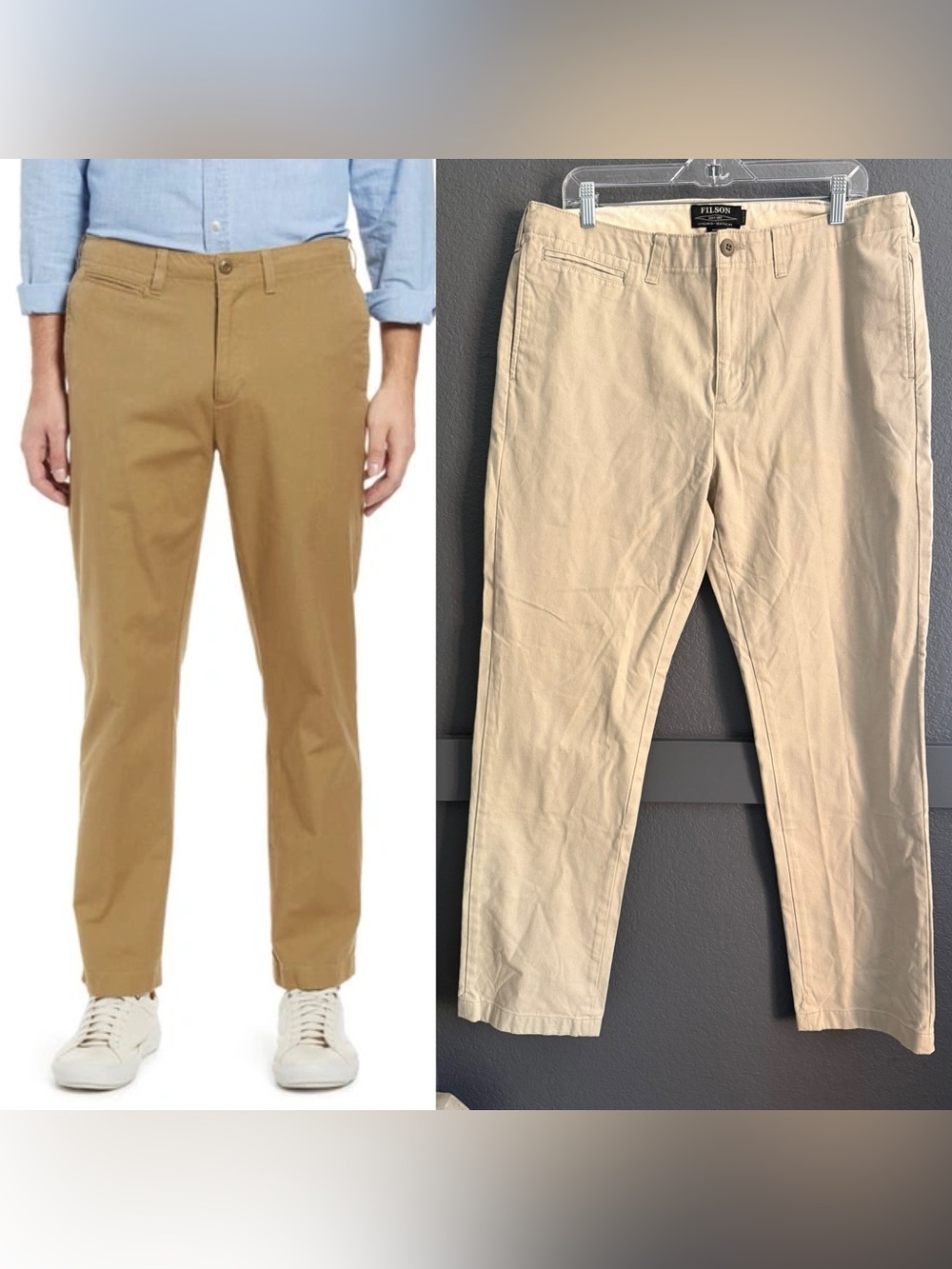 FILSON • Draftsman canvas pant Men's Chinos in river rock tan 36x32 trim fit